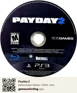 Payday 2 PlayStation 3, NTSC disc