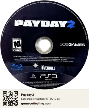 Payday 2 PlayStation 3, NTSC disc