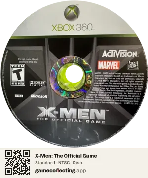 X-Men: The Official Game Xbox 360, NTSC disc