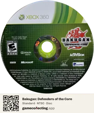 Bakugan: Defenders of the Core Xbox 360, NTSC disc