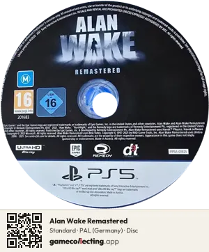 Alan Wake Remastered PlayStation 5, PAL disc