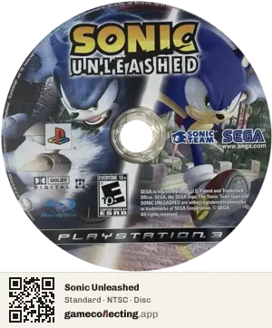 Sonic Unleashed PlayStation 3, NTSC disc