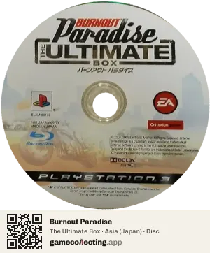 Burnout Paradise PlayStation 3, Asia disc