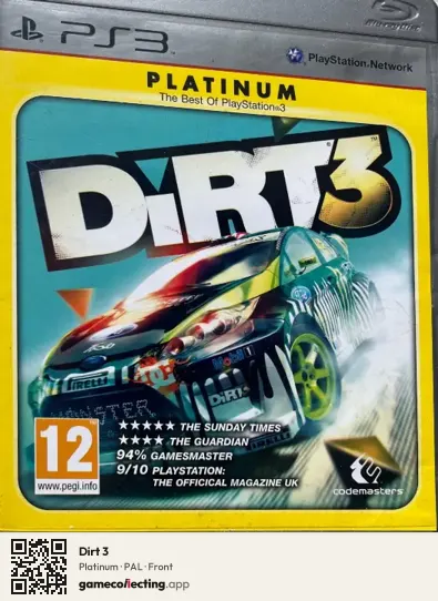 Dirt 3 PlayStation 3, PAL box front