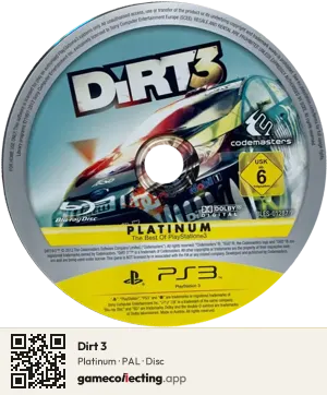 Dirt 3 PlayStation 3, PAL disc