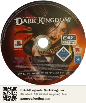 Untold Legends: Dark Kingdom PlayStation 3, PAL disc