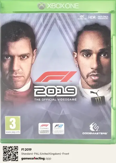 F1 2019 Xbox One, United Kingdom box front