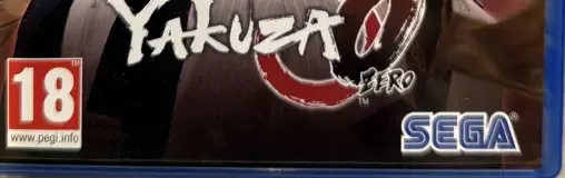 Yakuza 0, the PEGI square on its front