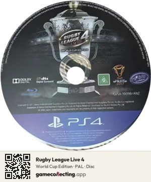 Rugby League Live 4 PlayStation 4, PAL disc