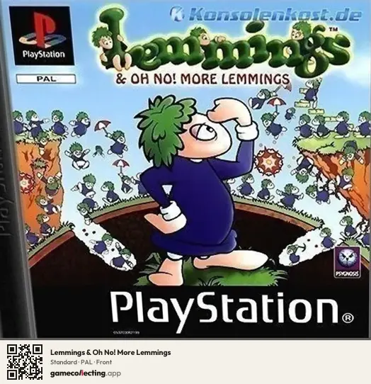Lemmings & Oh No! More Lemmings PlayStation, PAL box front