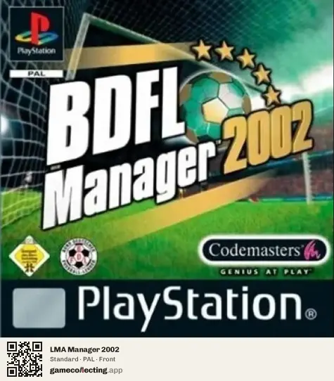LMA Manager 2002 PlayStation, PAL box front