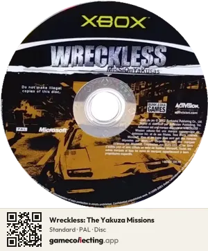 Wreckless: The Yakuza Missions Xbox, PAL disc