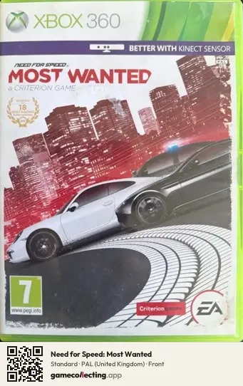 Need for Speed: Most Wanted Xbox 360, United Kingdom box front