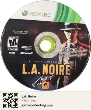 L.A. Noire Xbox 360, NTSC disc