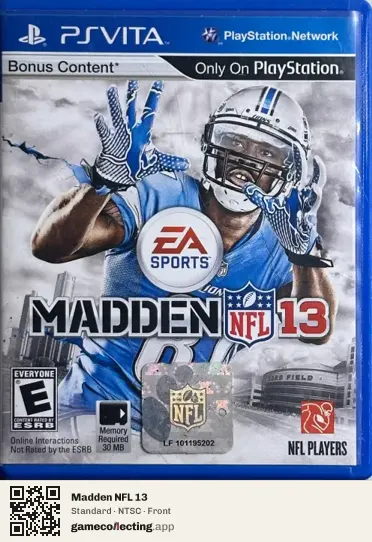 Madden NFL 13 PlayStation Vita, NTSC box front