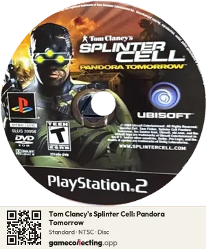 Tom Clancy's Splinter Cell: Pandora Tomorrow PlayStation 2, NTSC disc
