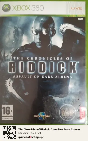 The Chronicles of Riddick: Assault on Dark Athena Xbox 360, PAL box front