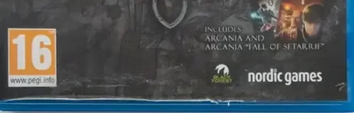 Arcania: The Complete Tale, the PEGI square on its front