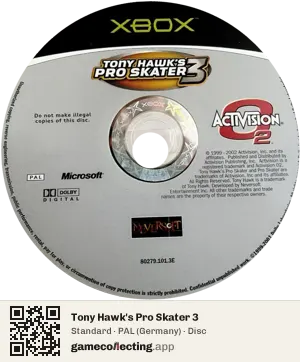 Tony Hawk's Pro Skater 3 Xbox, PAL disc