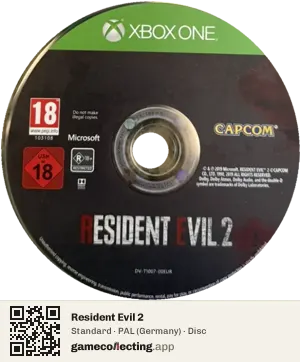 Resident Evil 2 Xbox One, PAL disc