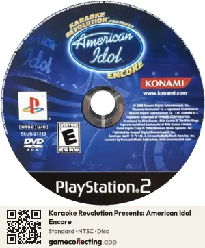 Karaoke Revolution Presents: American Idol Encore PlayStation 2, NTSC disc