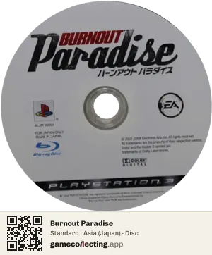 Burnout Paradise PlayStation 3, Asia disc