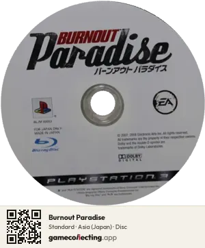 Burnout Paradise PlayStation 3, Asia disc