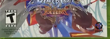 BlazBlue: Continuum Shift Extend, the ESRB box on its front