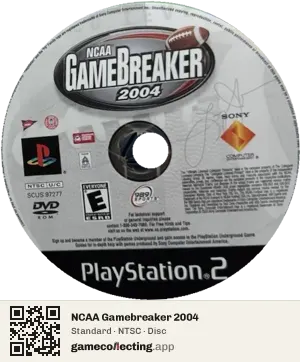 NCAA Gamebreaker 2004 PlayStation 2, NTSC disc