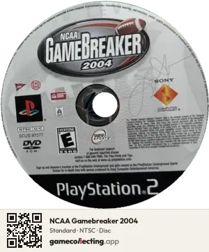 NCAA Gamebreaker 2004 PlayStation 2, NTSC disc