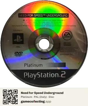 Need for Speed Underground PlayStation 2, PAL disc