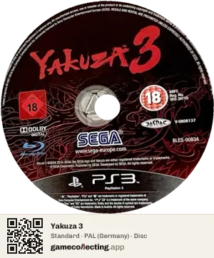 Yakuza 3 PlayStation 3, PAL disc