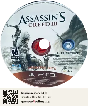 Assassin's Creed III PlayStation 3, NTSC disc