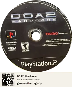 DOA2: Hardcore PlayStation 2, NTSC disc