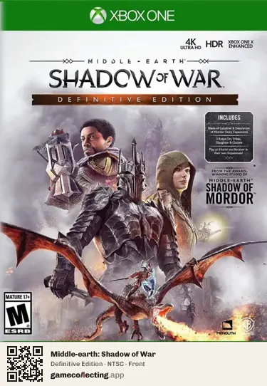 Middle-earth: Shadow of War Xbox One, NTSC box front