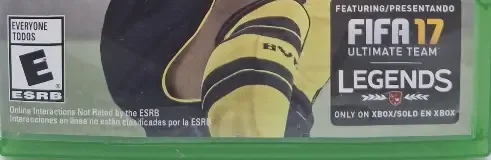 FIFA 17, the ESRB box on its front