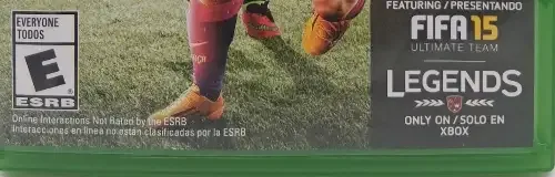 FIFA 15, the ESRB box on its front