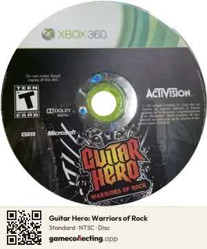 Guitar Hero: Warriors of Rock Xbox 360, NTSC disc