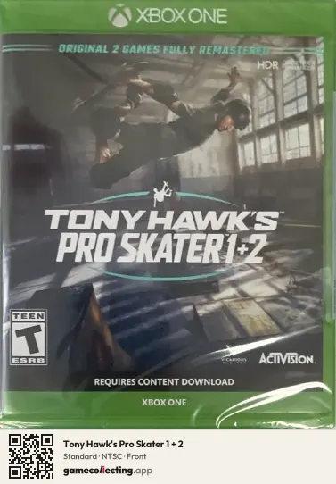 Tony Hawk's Pro Skater 1 + 2 Xbox One, NTSC box front