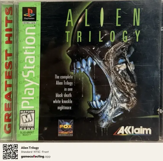 Alien Trilogy PlayStation, NTSC box front