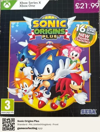Sonic Origins Plus Xbox Series X, United Kingdom box front
