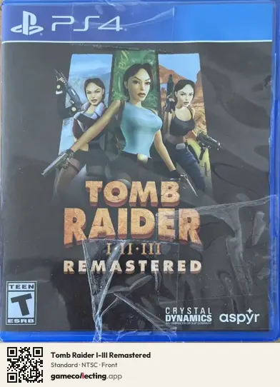 Tomb Raider I-III Remastered PlayStation 4, NTSC box front