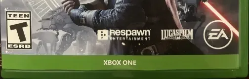 Star Wars Jedi: Fallen Order, the ESRB box on its front