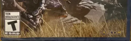 Monster Hunter Wilds, the ESRB box on its front