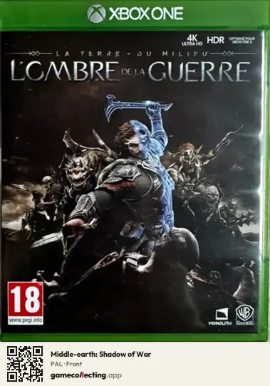 Middle-earth: Shadow of War Xbox One, PAL box front