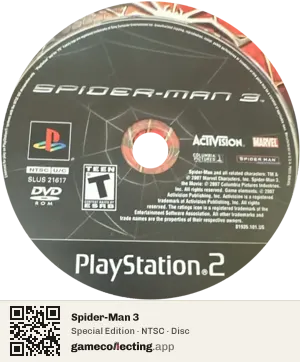 Spider-Man 3 PlayStation 2, NTSC disc