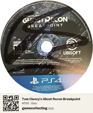 Tom Clancy's Ghost Recon Breakpoint PlayStation 4, NTSC disc