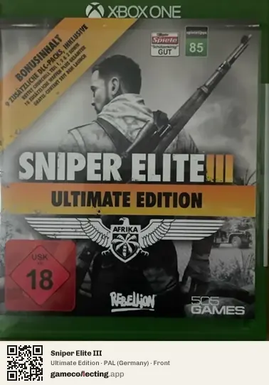 Sniper Elite III Xbox One, Germany box front