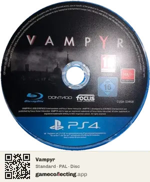 Vampyr PlayStation 4, PAL disc