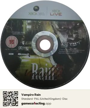 Vampire Rain Xbox 360, PAL disc